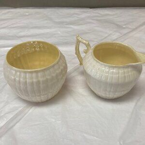 Belleek Pottery Limpet Creamer and Sugar Set